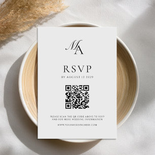 Elegant Monogram Modern Minimalist Wedding RSVP Card