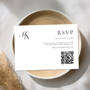Elegant Monogram Modern Minimalist Wedding RSVP Card