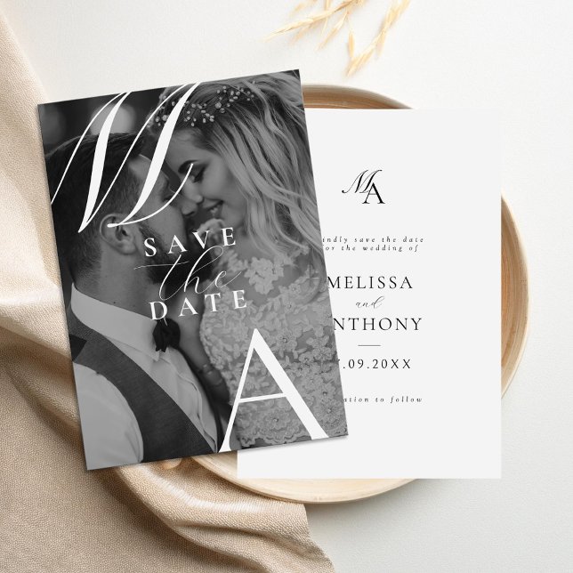 Elegant Monogram Modern Photo Wedding Save The Date (Creator Uploaded)