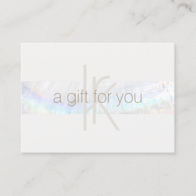 Elegant Monogram Modern Seashell Gift Certificate  (Front)