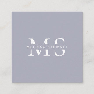 Elegant monogram modern silver grey professional square business card