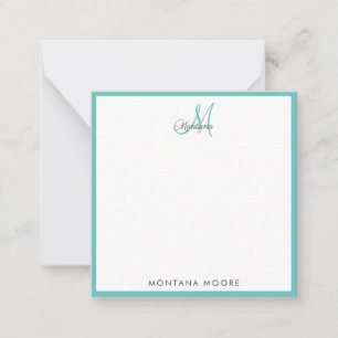 Elegant Monogram Modern Simple Girly Teal Card