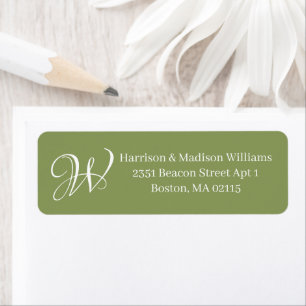 Elégant Monogram moss green custom Adresse de reto