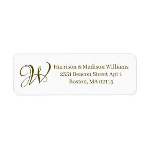 Elegant Monogram moss green white custom Address