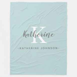 Elegant Monogram Name Blue Fleece Blanket