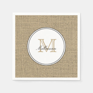 Elegant Monogram Name Country Chic Style Burlap Napkin