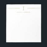 Elegant Monogram Name Gold White Notepad<br><div class="desc">Easily add your custom monogram initial and name to this elegant gold and white notepad.</div>