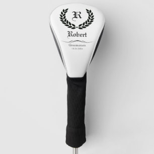 Elegant Monogram Name Groomsmen Best Man Gifts  Golf Head Cover