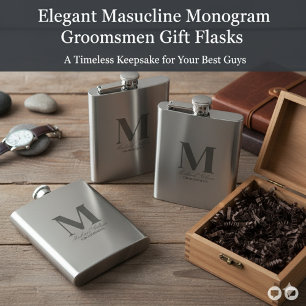 Elegant Monogram & Name Groomsmen Gift Flask