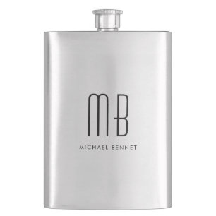 Elegant Monogram & Name Hip Flask