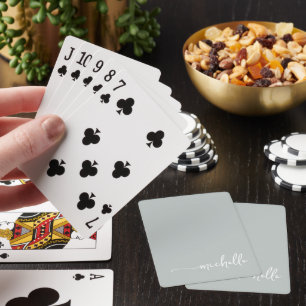 Elegant Monogram Name Sage Green Script Pale Playing Cards