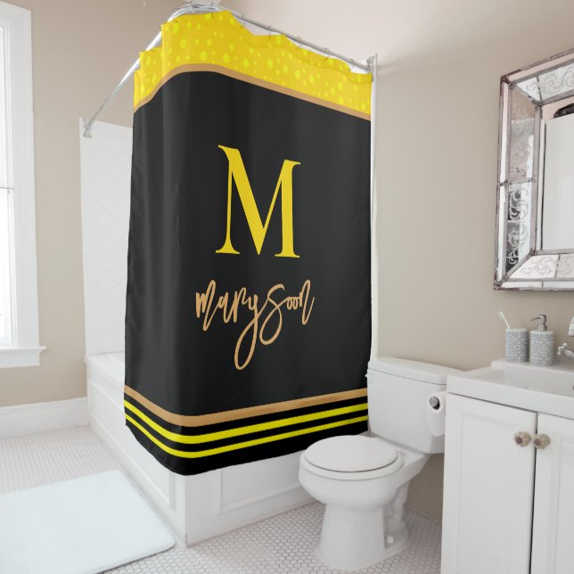 Elegant Monogram Name Script, Feminine Black Gold (In Situ)