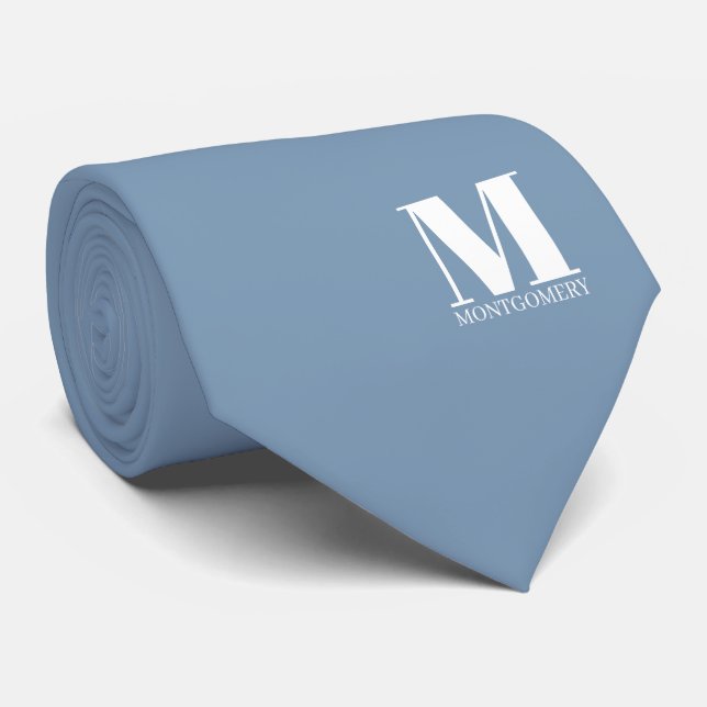 Elegant Monogram + Name Wedding Tie (Rolled)