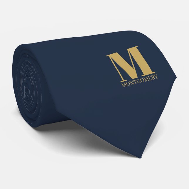 Elegant Monogram + Name Wedding Tie (Rolled)