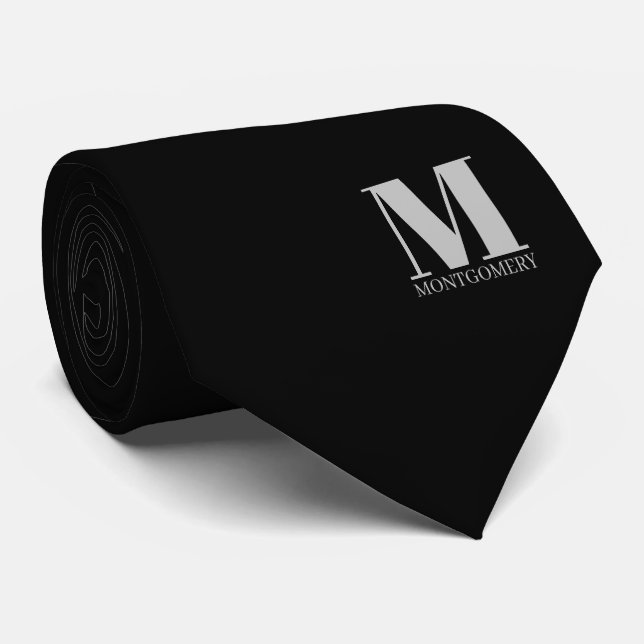 Elegant Monogram + Name Wedding Tie (Rolled)