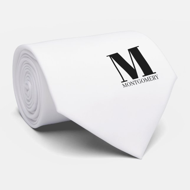 Elegant Monogram + Name Wedding Tie (Rolled)