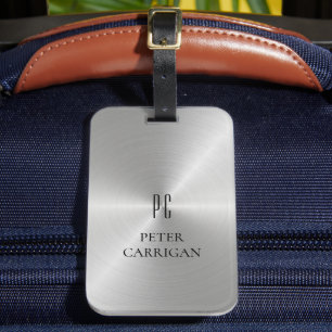 Elegant Monogram Novelty Silver Metallic Luggage Tag