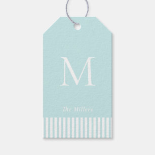 Elegant Monogram on aqua Gift Tags