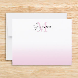 Elegant Monogram Pale Pink Ombre Card