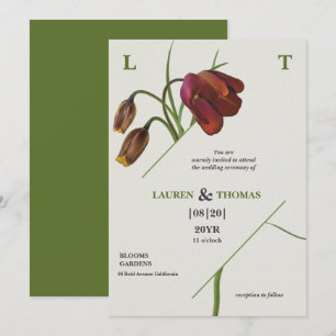 Elegant Monogram Papaya Whip Bloom Tulips  Wedding Invitation