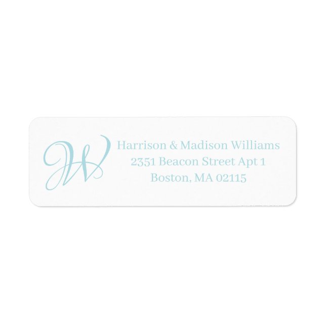 Elegant Monogram pastel light blue custom Address  (Front)