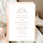 Elegant Monogram Peach Watercolor Wedding Invitation<br><div class="desc">Delight friends and family with this elegant wedding invitation showcasing exquisite fine hand drawn leafy botanical monogram with bride and groom's initials. Front invitation trimmed with thin peach and coral hues watercolor frame, while invitation's back featuring beautiful watercolor wash in peach, cream, dusty orange and coral hues. Clean and simple...</div>