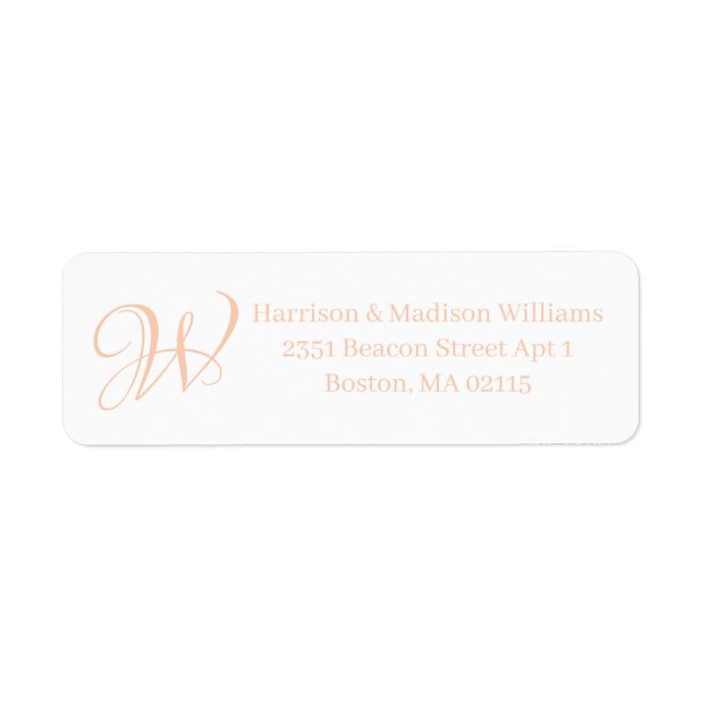 Elegant Monogram peach white custom address  (Front)