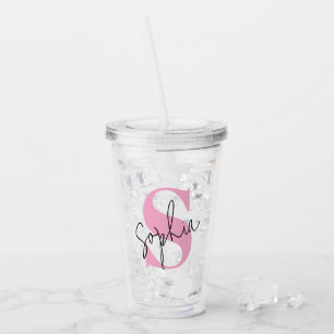 Elegant Monogram Personalized Acrylic Tumbler