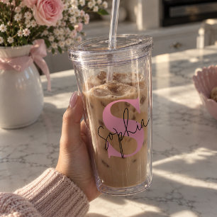 Elegant Monogram Personalized Acrylic Tumbler