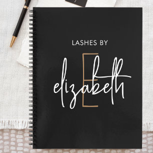 Elegant Monogram Personalized Beauty Business Notebook