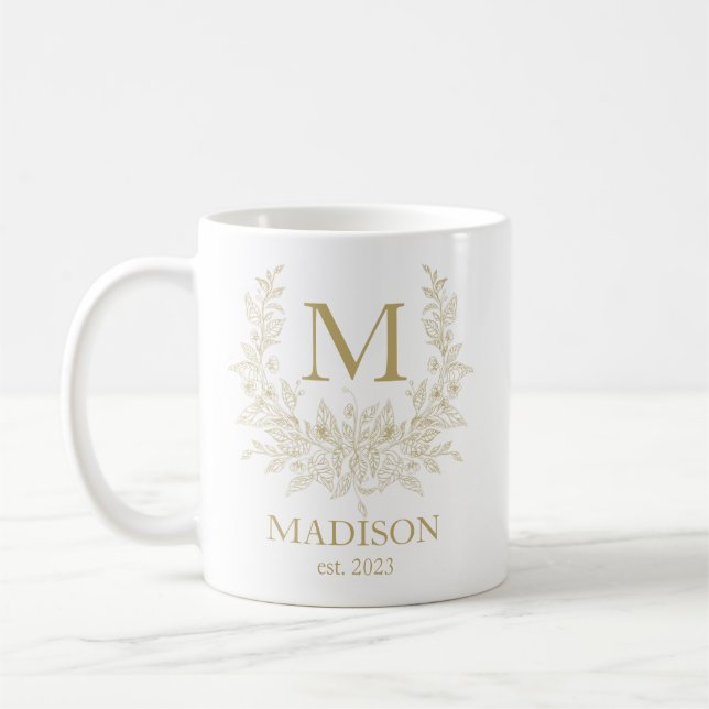 Elegant Monogram Personalized Coffee Mug (Left)