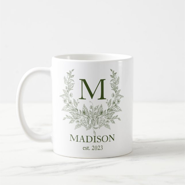 Elegant Monogram Personalized Coffee Mug (Left)