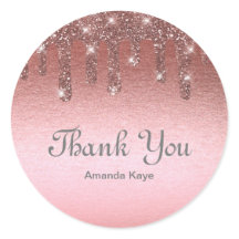 Elegant Monogram Personalized Thank You Rose Gold