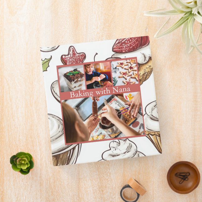 Elegant Monogram Photo Collage Recipe Book Binder (In Situ)