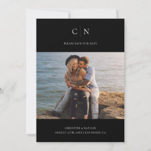 Elegant Monogram Photo QR Code   Save The Date
