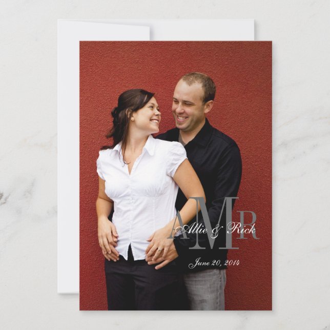 Elegant Monogram Photo Wedding Invitation Back (Front)