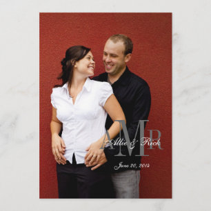 Elegant Monogram Photo Wedding Invitation Back 2