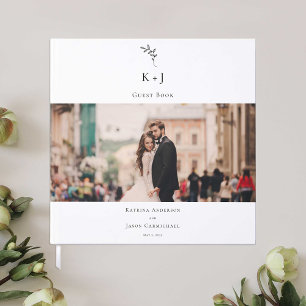 Elegant Monogram Photo Wedding Minimal Elegant Guest Book