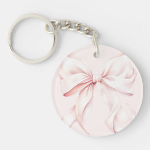 Elegant Monogram Pink Bow  Keychain