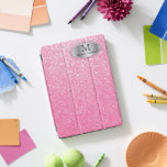 Elegant Monogram Pink Glitter and Silver iPad Pro Cover<br><div class="desc">Monogram iPad Cover ready for you to personalize. ✔Note: Not all template areas need changed. 📌If you need further customization, please click the "Click to Customize further" or "Customize or Edit Design"button and use our design tool to resize, rotate, change text colour, add text and so much more.⭐This Product is...</div>