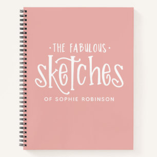 Elegant Monogram Pink Sketch book Notebook
