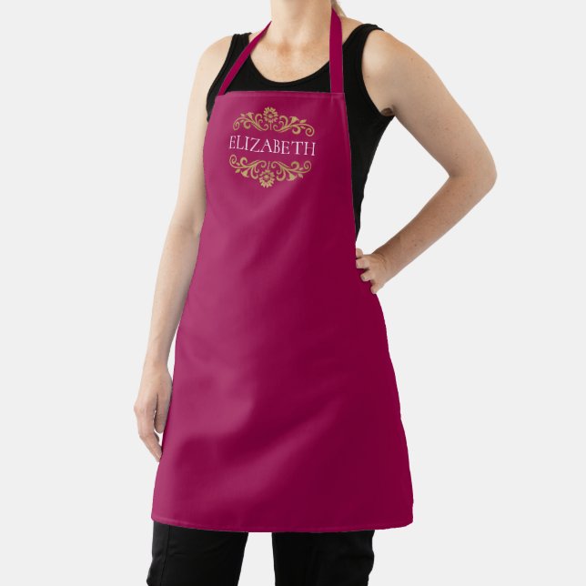 Elegant Monogram Pink Valentines Day Apron (Insitu)