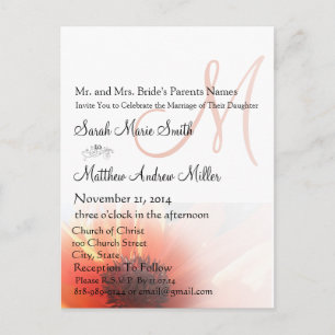 Elegant Monogram Poppy Wedding Invitation