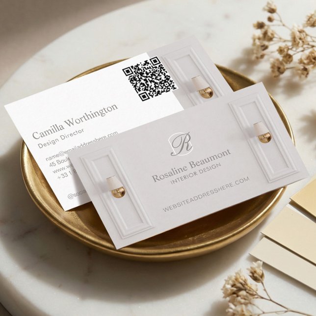 Elegant Monogram Professional Interior Designer Business Card (Elegant Monogram Professional Interior Designer Business Card)