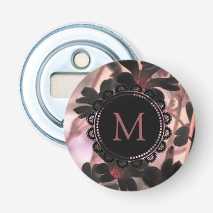 Elegant Monogram Purple Flowers Bottle Opener