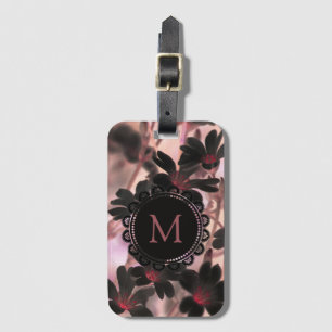 Elegant Monogram Purple Flowers Luggage Tag