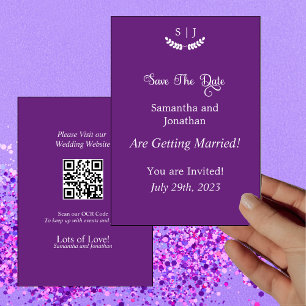 Elegant Monogram Purple Jewel Tone Save Date Card