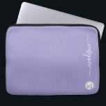 Elegant Monogram Purple Script Office School Laptop Sleeve<br><div class="desc">Elegant Monogram Purple Script Name Home Office Professional Work Back to School Recipe 3 ring binder .You can use it everday.</div>