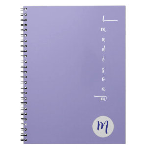 Elegant Monogram Purple Script Office School Notebook