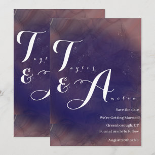 Elegant Monogram Purple Wedding Save The Date